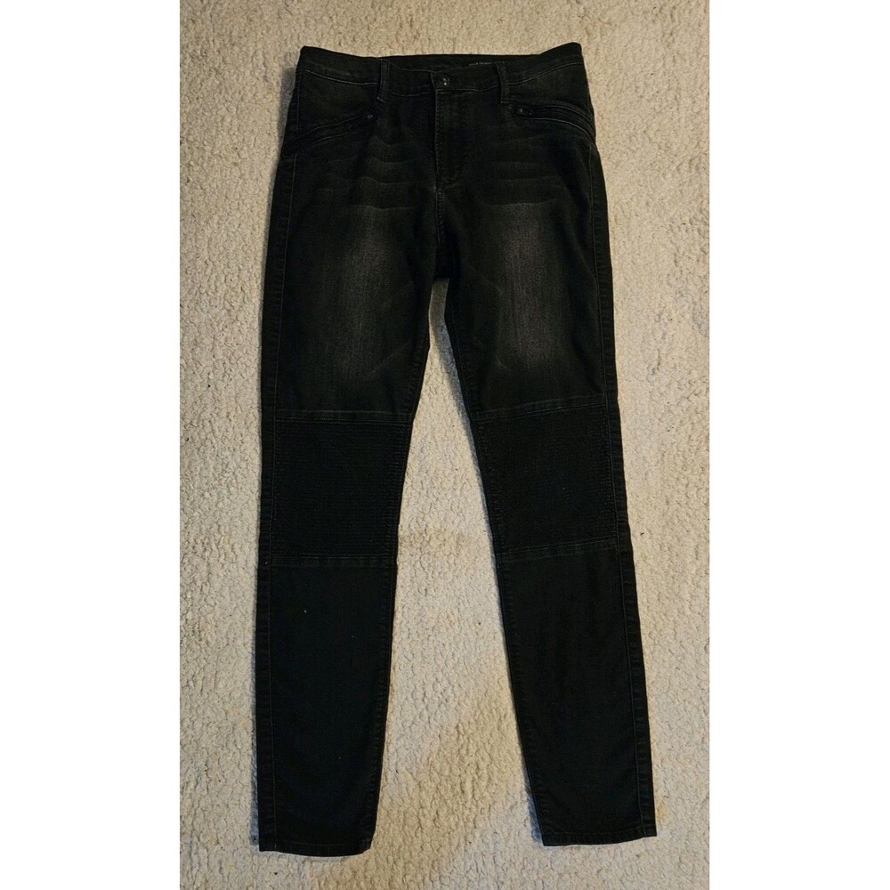 Black Orchid Womens 31 Payton Moto Skinny Jeans Ebony Black Biker Stretch Denim